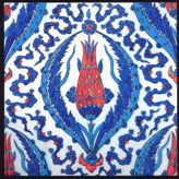 16th Century Iznik Tile Detail with a Tulip in the Center, Rustem Pasa Mosque, Istanbul