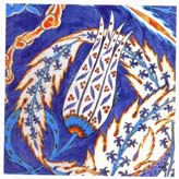 16th Century Iznik Tile with a Tulip in a Swirling Saz Leaf, Rustem Pasa Mosque, Istanbul