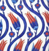 16th Century Iznik Tile Detail with Ascending Vines with Tulips, Rustem Pasa Mosque, Istanbul