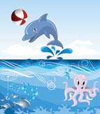 Dolphin, Octopus, Fish